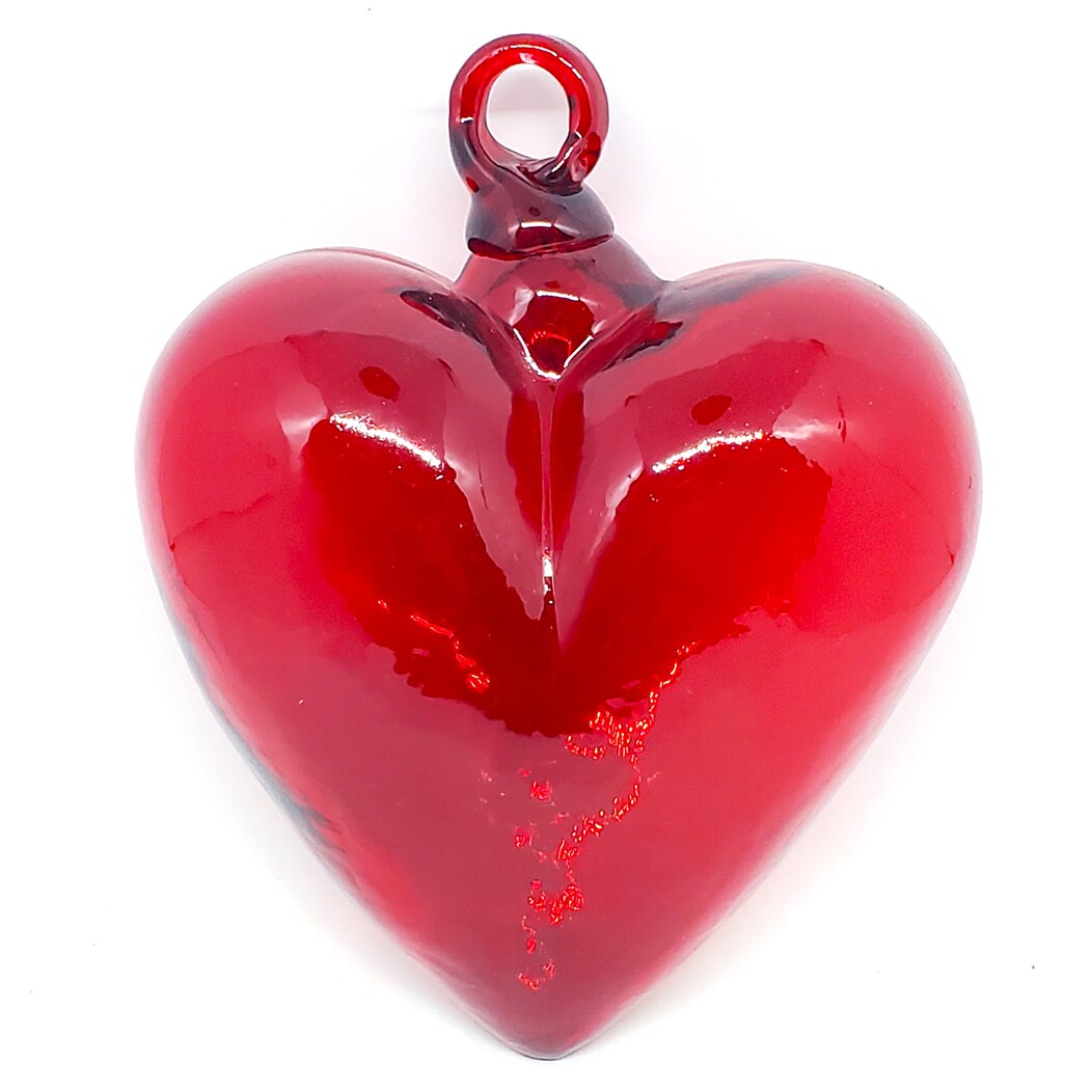 Red 5.1 inch Large Hanging Glass Hearts 